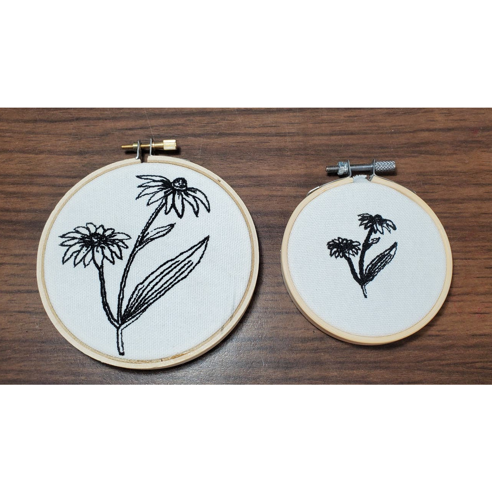 Custom Black Eyed Susan White Embroidered Home Decor  Accent Accessory Bundle x2